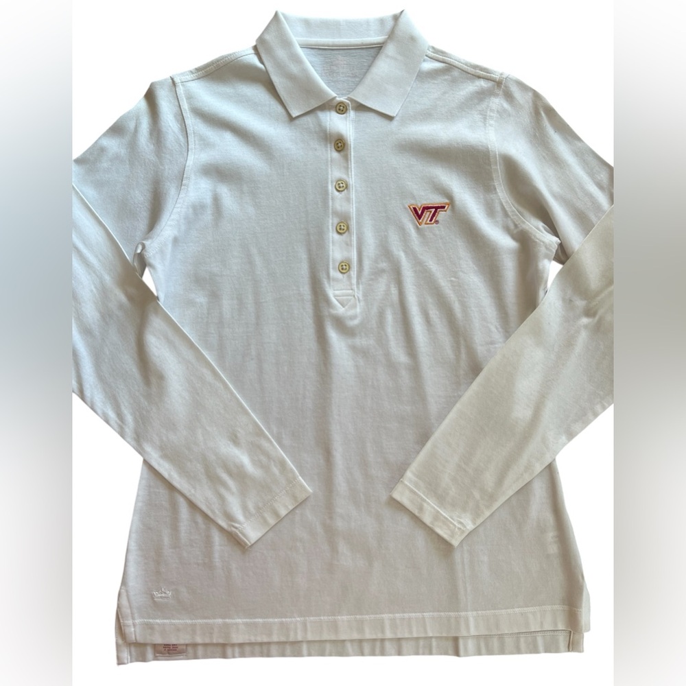 Peter Millar Women’s Virginia Tech VT Button Ip Long Sleeved Cotton Polo Small